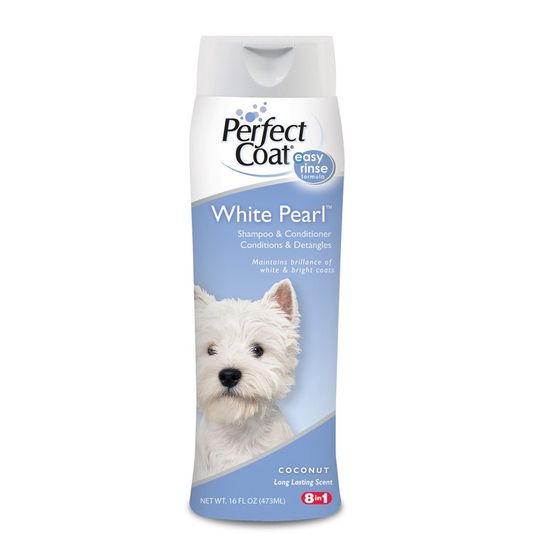Perfect Coat White Pearl Shampoo and Conditioner. Шампунь-кондиционер для собак со светлой шерстью Белый Жемчуг, 473 мл. 8in1 (8в1)